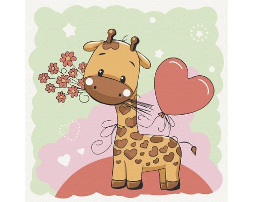 Картина по номерам ArtCraft Жирафик із квітами 30х30 см (15531-AC)