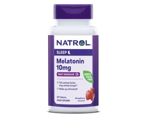 Амінокислота Natrol Мелатонін швидкорозчинний, 10 мг, смак полуниці, Melatonin (NTL-06211)