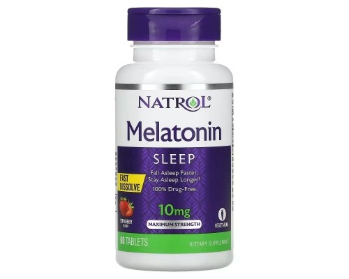 Амінокислота Natrol Мелатонін швидкорозчинний, 10 мг, смак полуниці, Melatonin (NTL-06211)