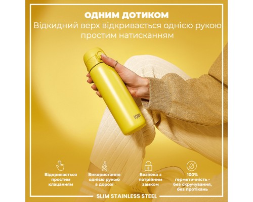 Пляшка для води ION8 OneTouch Stainless Steel 600 мл Yellow (I8SS600YEL)