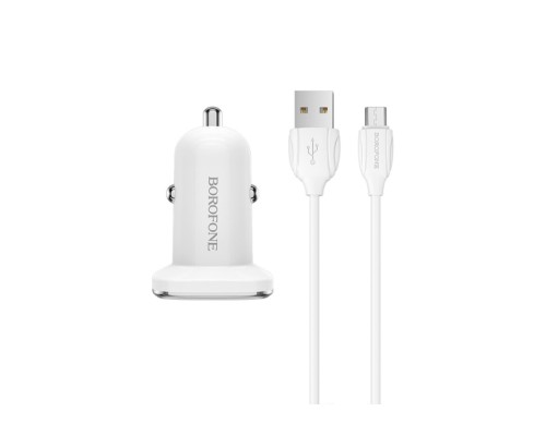 Зарядний пристрій BOROFONE BZ12A USB + cable Micro 5P 1.0m White (BZ12AMW)