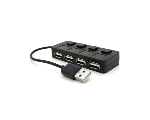 Концентратор Voltronic USB 2.0 to 4xUSB with LED buttons black (YT-H4L-B)