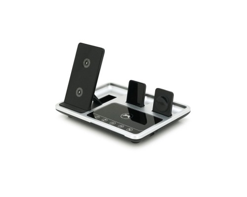 Зарядний пристрій Voltronic 4-in-1 Wireless Charging Station Smartphone + Watch + Earbuds black silver (BZ/R-11)