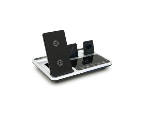 Зарядний пристрій Voltronic 4-in-1 Wireless Charging Station Smartphone + Watch + Earbuds black silver (BZ/R-11)