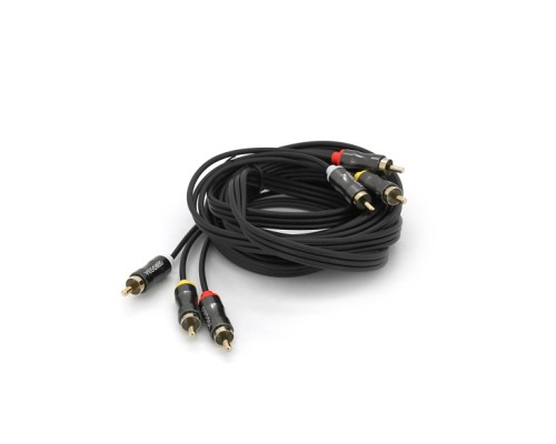 Кабель мультимедійний 3xRCA M to 3xRCA M 3.0m black VEGGIEG (YT-AV303)