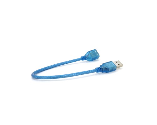 Дата кабель USB 2.0 AM/AF 0.3m blue transparent Voltronic (YT-AM/AF-0,3TBL)