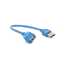 Дата кабель USB 2.0 AM/AF 0.3m blue transparent Voltronic (YT-AM/AF-0,3TBL)