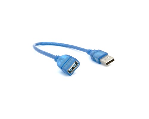 Дата кабель USB 2.0 AM/AF 0.3m blue transparent Voltronic (YT-AM/AF-0,3TBL)