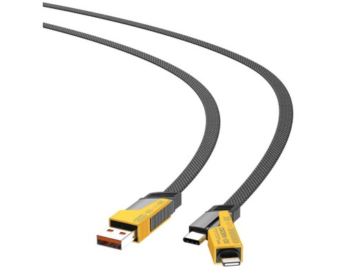 Дата кабель USB 2.0 AM to USB-C + USB 2.0 AM to Lightning 1.0m 60W black XO (NB283_4-in-1_Black)