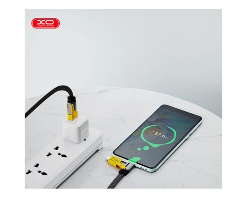 Дата кабель USB 2.0 AM to USB-C + USB 2.0 AM to Lightning 1.0m 60W black XO (NB283_4-in-1_Black)