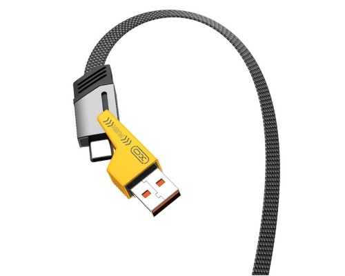 Дата кабель USB 2.0 AM to USB-C + USB 2.0 AM to Lightning 1.0m 60W black XO (NB283_4-in-1_Black)