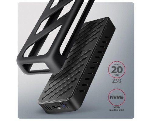Кишеня зовнішня AXAGON USB-C 20Gbps metal box for M.2 NVMe SSD ARMORED (EEM2-20G)