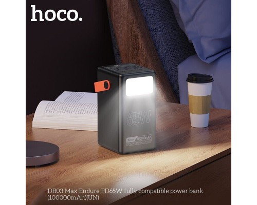 Батарея універсальна HOCO 100000mAh Max Centurion PD/65W, QC, LED Lamp, Black (DB03 / 714722)