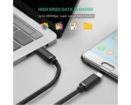 Дата кабель USB-C to USB-C 1.0m US286 3A Black Ugreen (50997)