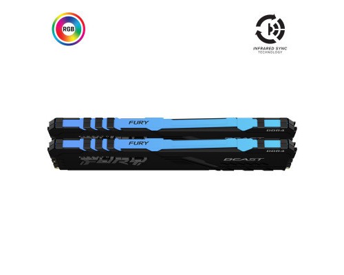 Модуль пам'яті для комп'ютера DDR4 32GB (2x16GB) 3600 MHz Fury Beast RGB Kingston Fury (ex.HyperX) (KF436C18BBAK2/32)