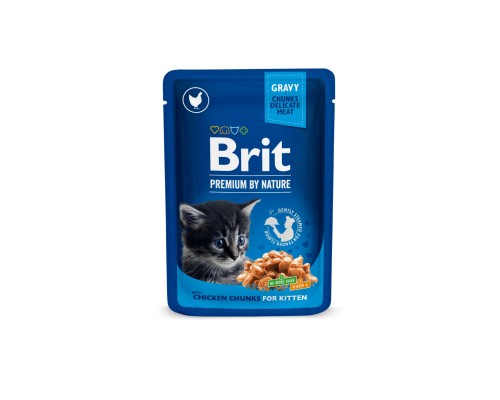 Вологий корм для кішок Brit Premium Cat Pouches Chicken Chunks for Kitten 100 г (8595602506026) Вологий корм для кішок Brit Premium Cat Pouches Chicken Chunks for Kitten 100 г (8595602506026)