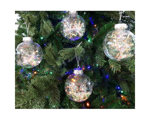 Ялинкова іграшка Jumi набір прозорих кульок 4 шт, пластик, 8см, кольорова мішура (5900410386792)