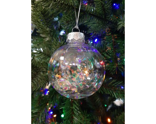 Ялинкова іграшка Jumi набір прозорих кульок 4 шт, пластик, 8см, кольорова мішура (5900410386792)