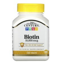Вітамін 21st Century Біотин, 10000 мкг, Biotin, 120 капсул (CEN-27757)