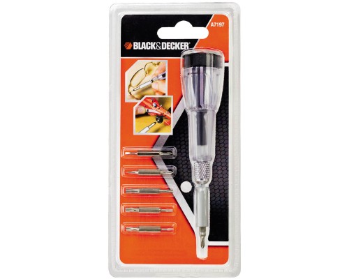 Викрутка Black&Decker з бітами PH000/SL1.5,PH00/SL2.0,PH0/SL2.5,T7,T15,T6, 7шт, АВС пластик (A7197) Викрутка Black&Decker з бітами PH000/SL1.5,PH00/SL2.0,PH0/SL2.5,T7,T15,T6, 7шт, АВС пластик (A7197)