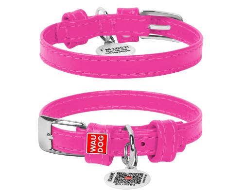 Нашийник для тварин WAUDOG Glamour з QR паспортом без прикрас L Ш 35 мм рожевий (33227)