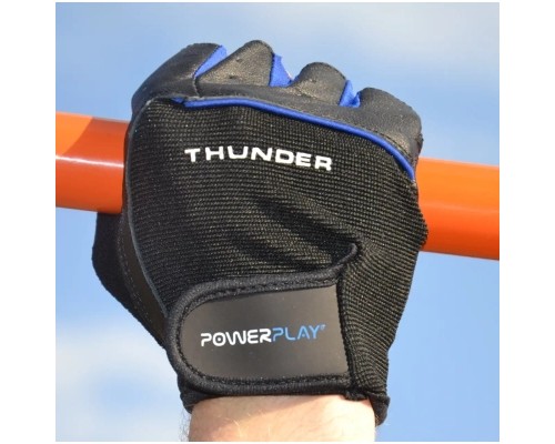 Рукавички для фітнесу PowerPlay 9058 Thunder чорно-сині M (PP_9058_M_Thunder)