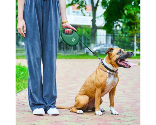 Повідок для собак WAUDOG R-leash з контейнером для пакетів S до 12 кг 3 м зелений (262718)