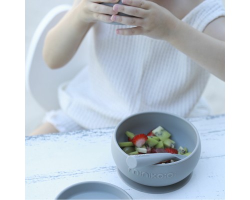 Набір дитячого посуду MinikOiOi BLW Set I - Powder Grey (101070052)