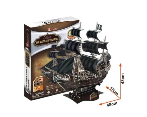 Пазл Cubic Fun 3D Корабель Чорної Бороди Помста Королеви Анн (T4005h)
