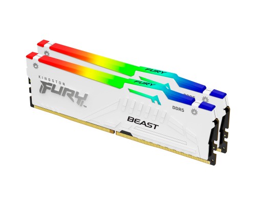Модуль пам'яті для комп'ютера DDR 64GB (2x32GB) 6000 MHz FURY Beast White RGB Kingston Fury (ex.HyperX) (KF560C40BWAK2-64)
