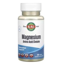 Мінерали KAL Магній Хелат, Magnesium Amino Acid Chelate, 100 таблеток (CAL81123)