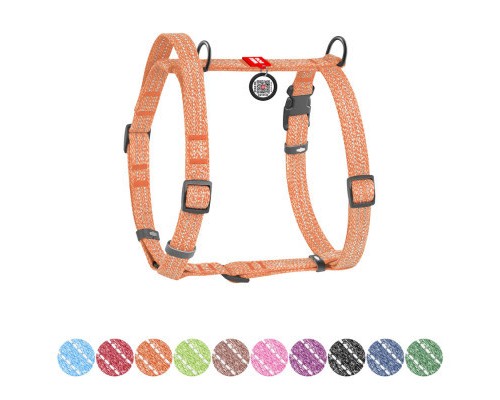 Шлея для собак WAUDOG Н-подібна Re-cotton з QR паспортом, світловідбивна M помаранчева (25924)