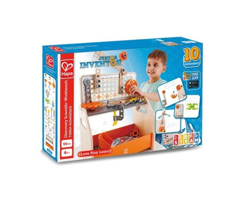 Конструктор Hape Junior Inventor Науковий верстак настільний 58 деталей (E3028)