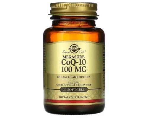 Антиоксидант Solgar Коэнзим Q-10, Megasorb CoQ-10, 100 мг, 60 капсул (SOL-00952)