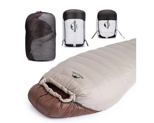 Спальний мішок Naturehike з натуральним пухом Snowbird NH20YD001 p-р M коричневий 510 г (6927595762134)