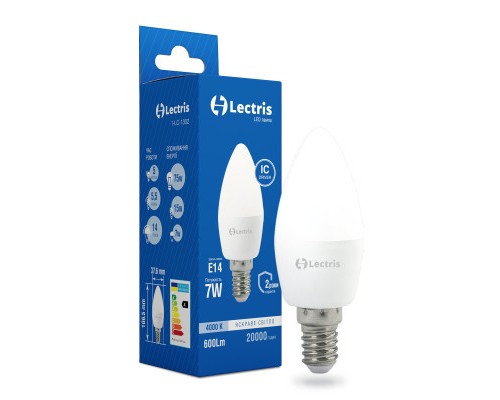 Лампочка Lectris С37 7W 4000K 220V E14 (1-LC-1302)