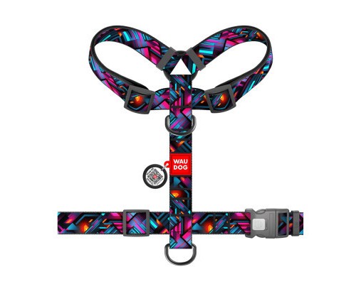 Шлея для собак WAUDOG Nylon з QR-паспортом анатомічна H-подібна 