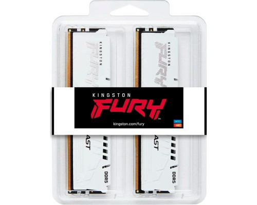 Модуль пам'яті для комп'ютера DDR5 64GB (2x32GB) 6400 MHz Beast White XMP Kingston Fury (ex.HyperX) (KF564C32BWK2-64)