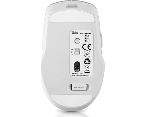 Мишка REAL-EL RM-480W Wireless/Bluetooth White (EL123200050)