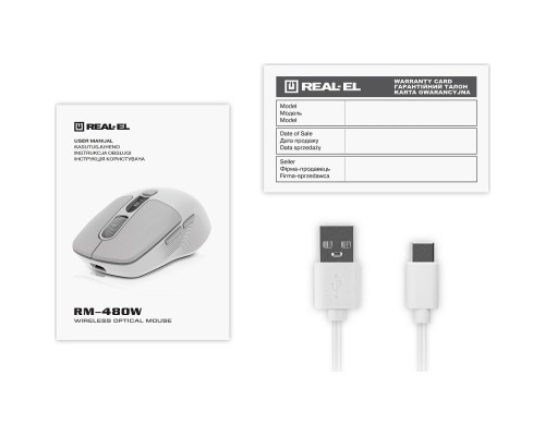 Мишка REAL-EL RM-480W Wireless/Bluetooth White (EL123200050)