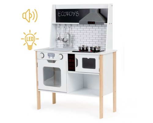 Ігровий набір Ecotoys дерев'яна ігрова кухня STYLE зі звуковими та світловими ефектами (PLK537)
