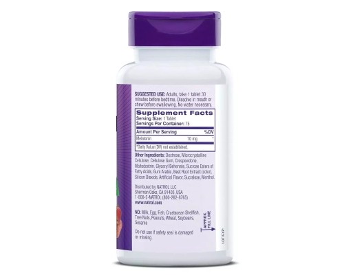 Амінокислота Natrol Мелатонін швидкорозчинний, 10 мг, смак полуниці, Melatonin (NTL07164)