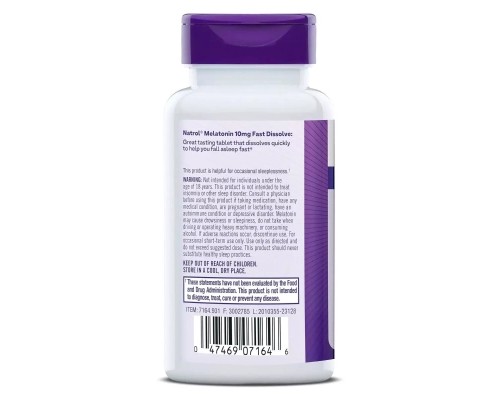 Амінокислота Natrol Мелатонін швидкорозчинний, 10 мг, смак полуниці, Melatonin (NTL07164)
