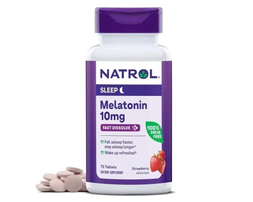 Амінокислота Natrol Мелатонін швидкорозчинний, 10 мг, смак полуниці, Melatonin (NTL07164)