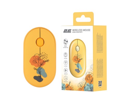 Мишка 2E MF300 FLORAPOPPY Silent Silent Wireless/Bluetooth Yellow (2E-MF300WFLORAYW)