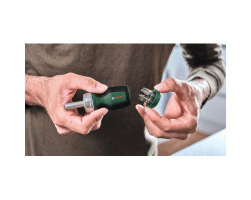 Викрутка Bosch з тріскачкою, 6 насадок, руків''я TPR , 111мм, сталь CrV (1.600.A03.2UZ)