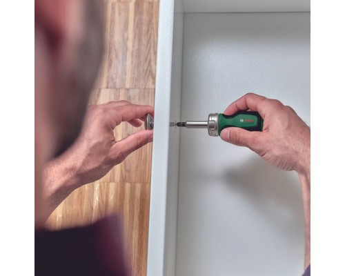 Викрутка Bosch з тріскачкою, 6 насадок, руків''я TPR , 111мм, сталь CrV (1.600.A03.2UZ)