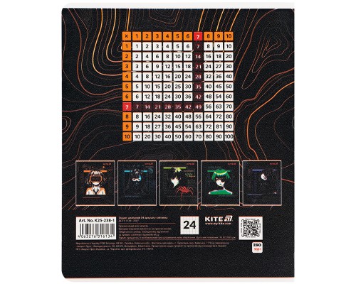 Зошит Kite Anime, 24 аркуші, клітинка (K25-238-1)