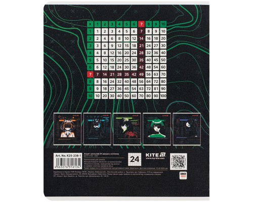 Зошит Kite Anime, 24 аркуші, клітинка (K25-238-1)