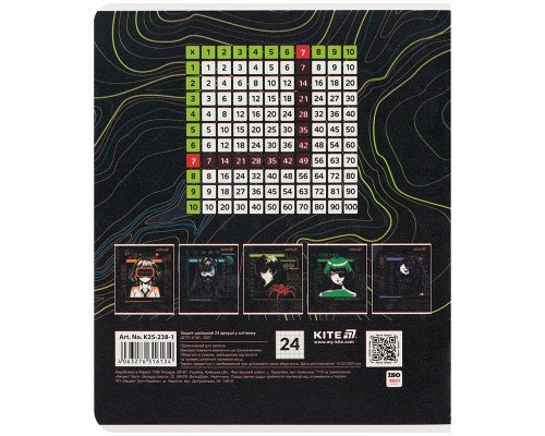 Зошит Kite Anime, 24 аркуші, клітинка (K25-238-1)